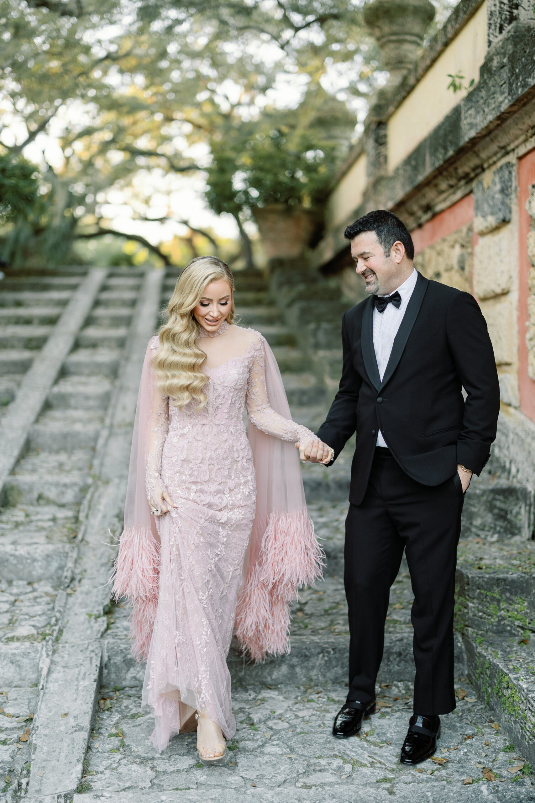 Bailey and Ross walking together at Vizcaya