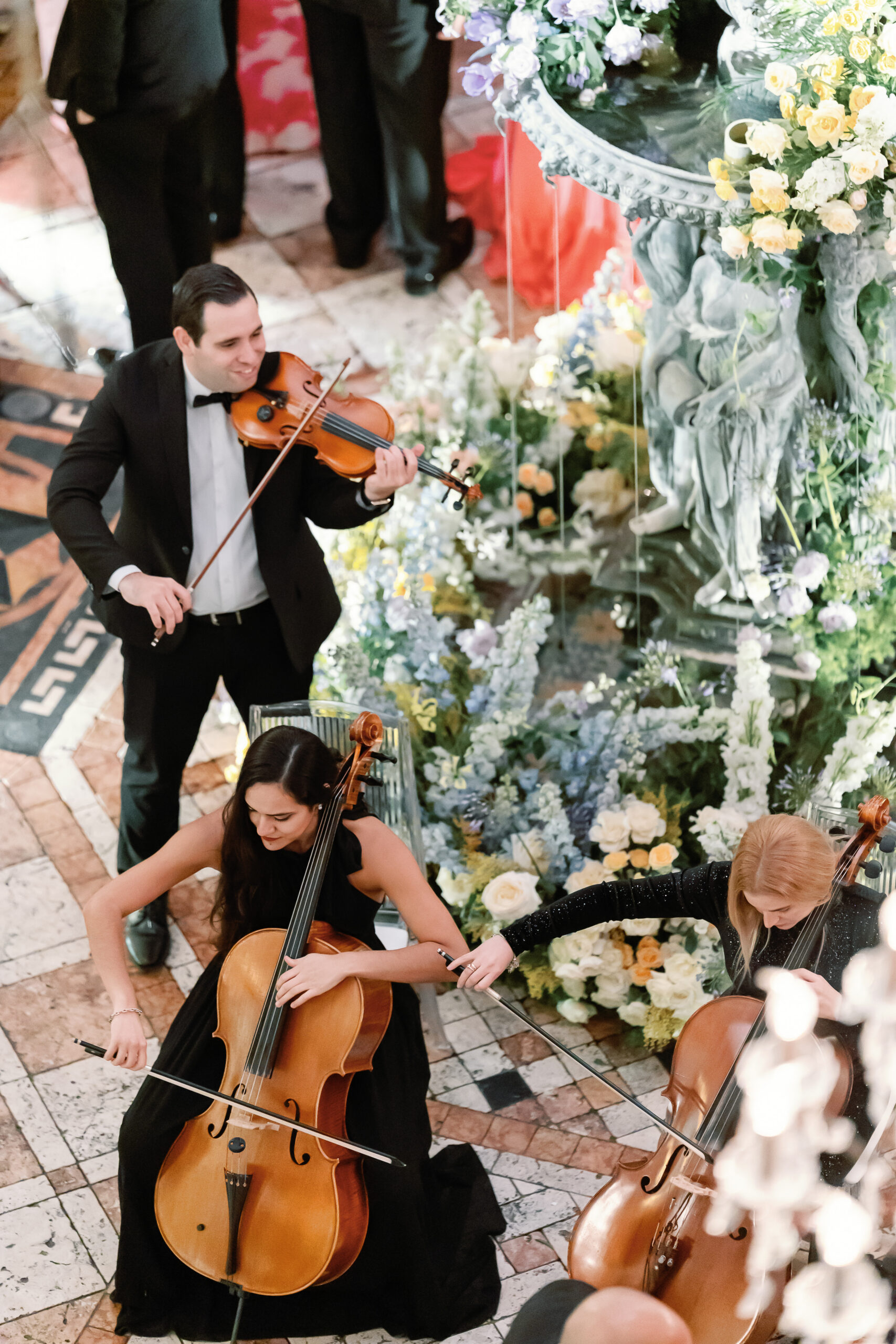 Live string quartet performers at Vizcaya cocktail hour